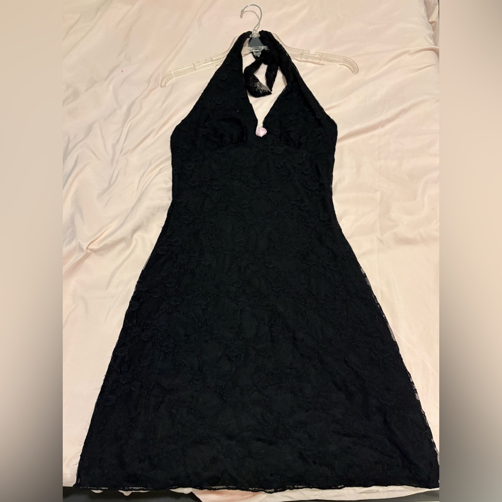 SHEIN Black and White Halter Sundress Cocktail